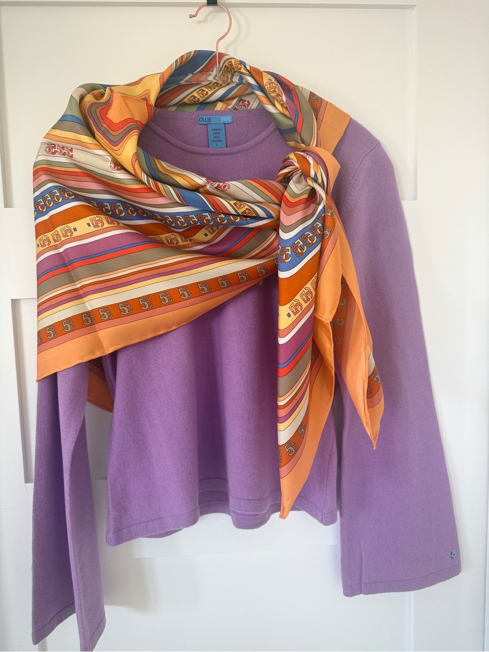 Women’s 100% Cashmere Sweater Large Lavender OllieFiveFive NWT - Picture 5 of 8